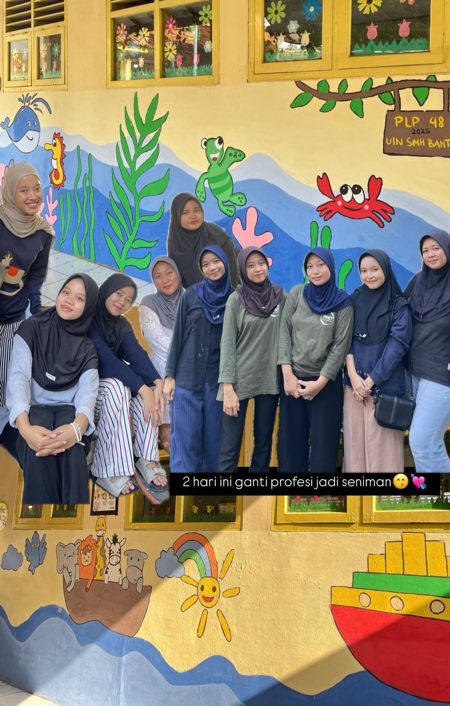 Bangkitkan Semangat Belajar Anak, Mahasiswa PLP 48 UIN Banten Ciptakan Seni Mural Menarik